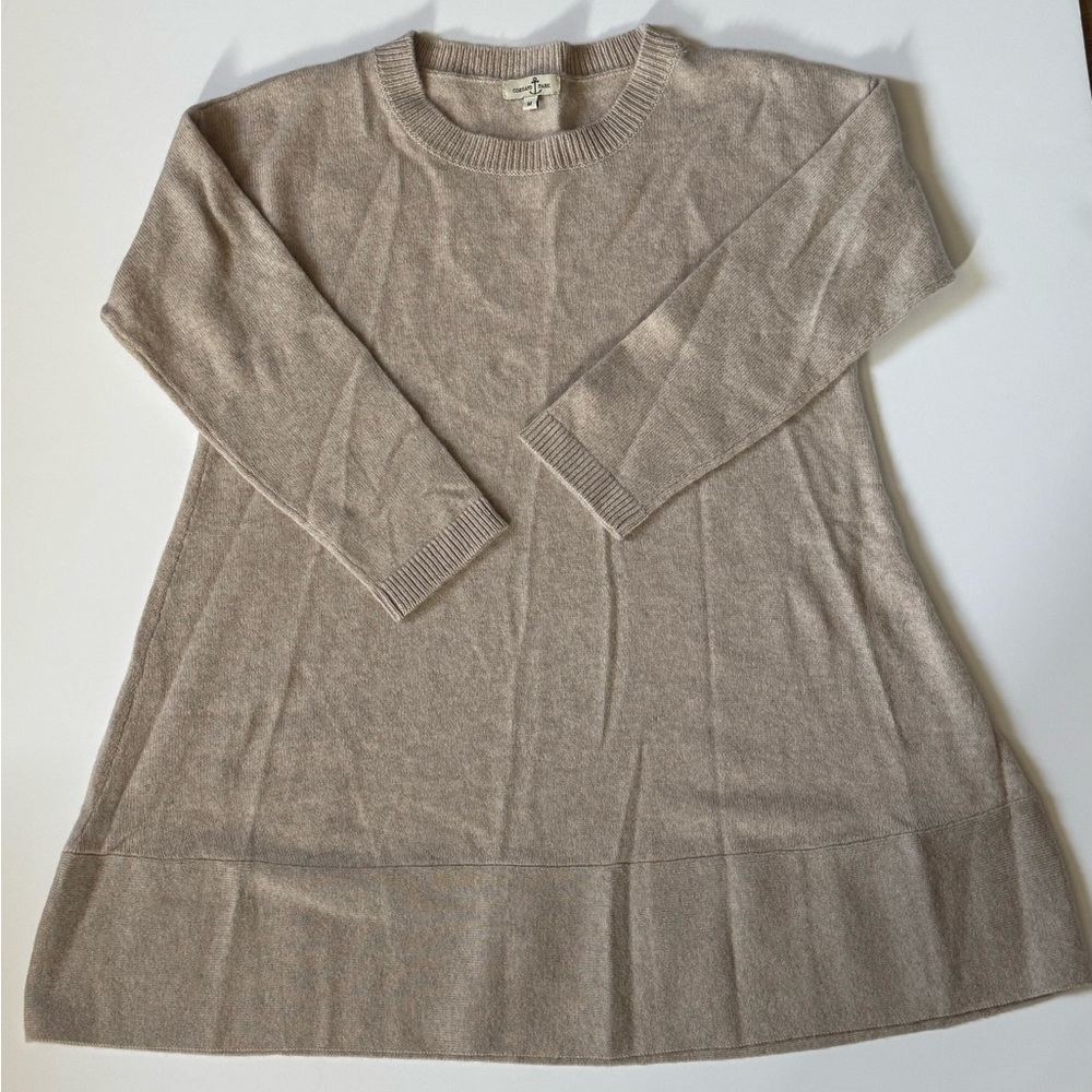 Halsbrook Cortland Park Saint Tropez Beige Cashmere Swing Sweater Sz Medium